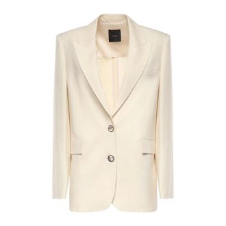 Pinko Blazers, female, Beige, Size: 2XS Single-Breasted Jacket