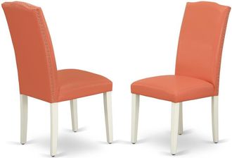 East West Furniture Dining Chair Linen White, ENP2T78