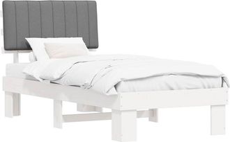 vidaXL Estructura De Cama Con Cabecera Tapizada Gris Claro 90 X 190 Cm Vidaxl