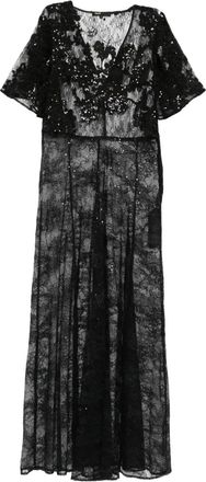 Maje Abito lungo con paillettes - Nero