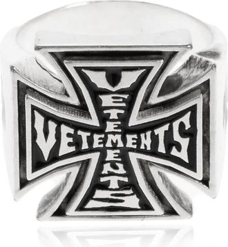 VETEMENTS Logo Ring - unisex - Ringen - Grijs - XL - Accessoires