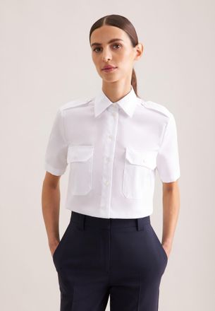 Seidensticker Hemdbluse SEIDENSTICKER, Damen, Gr. 4XL (48), weiss (wei&szlig;), 100% Baumwolle, unifarben, slim fit, ohne Ausschnitt, Blusen Hemdbluse, 1/2 Uni