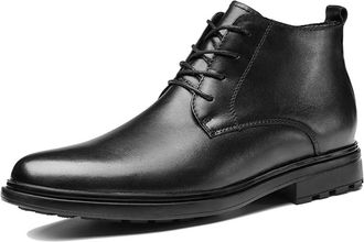 Generic Mens Ankle Boots Block Heel Anti-slip Wearable Derby Cowhide Leather Formal Casual Classic(10.5 UK)