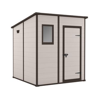 Dmora Dmora - Caseta De Jard&iacute;n Cranbrook, Cobertizo De Jard&iacute;n, Caseta De Jard&iacute;n, Trastero Para Herramientas, 184x185 H200 Cm, Beige