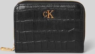 Calvin Klein Portemonnaie aus echtem Kalbsleder Modell Croc in Black, Größe 1