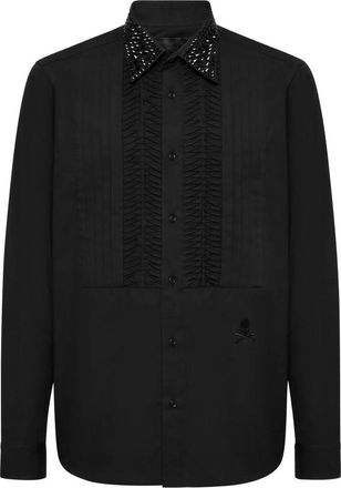 Philipp Plein Black Tie Shirt - Heren - Casual Overhemden - Zwart - 3XL - Katoen - Overhemden