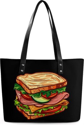 Generic Sandwich Whole Wheat Turkey Ham Tote Bags for Women Cute Shoulder Purses Handbags