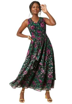 Jessica London Georgette Flyaway Maxi Dress in Multi Flower Garden at Nordstrom, Size 34