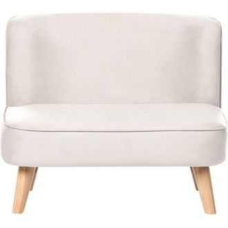 Beliani Kids Sofa Beige Velvet Upholstered Armless Modern Children Toddler Couch RISBY