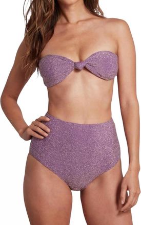 Sauipe Swimwear Strapless Bandeau Bikini Top In Lurex Lilac
