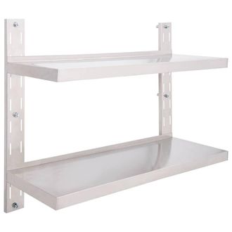 Berkfield Home 2-Tier Floating Wall Shelf Stainless Steel 100x30 cm in Grey