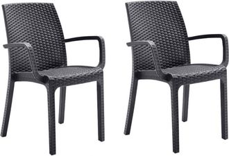 Far kit 2 sedie sedia polipropilene bar ristorante interno esterno simil rattan antr