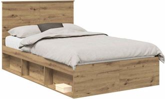 vidaXL Estructura De Cama Con Cabecera Roble Artesanal 135 X 190 Cm Vidaxl