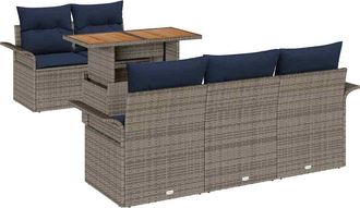 vidaXL Conjunto De Sof&aacute; De Jard&iacute;n 6 Uds. Gris Y Azul Marino Vidaxl