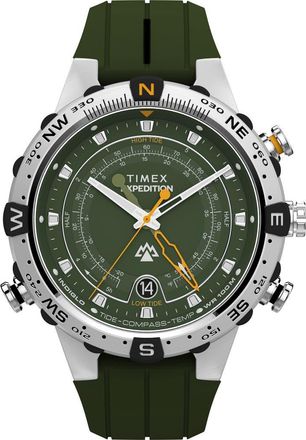 Timex Expedition Tide-Temp-Compass Silicone Strap Watch, 45mm in Green at Nordstrom