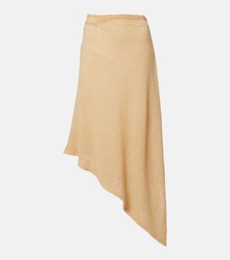 Victoria Beckham Knitted asymmetric cotton-blend midi skirt