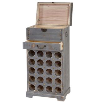 Hhg Hhg - Nunca Usado] Botellero Lucan T323, Botellero Estante Para 20 Botellas, 94x48x31cm, Aspecto Shabby, Vintage, Gris