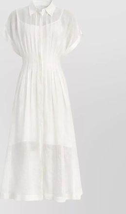 HUGO BOSS viscose linen dress short sleeves sheer pleated