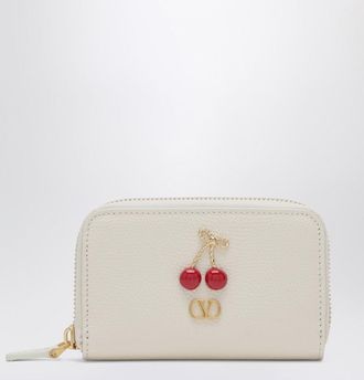 Valentino Garavani Ivory Cherryfic Zip-Around Wallet