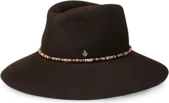 Maison Michel Lauren Hoed met pareltjes - Dames - Hoeden - Bruin - S - Wol - Accessoires