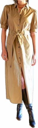 Finley Harper Long Weathercloth Dress In Khaki
