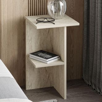 Dmora Mesita Roaschia, Un Estante, Color Estante Beige, Tono Estructura M&aacute;rmol, 36x36x60h Cm Beige M&aacute;rmol