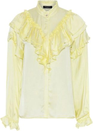 Bruuns Bazaar Overhemden, Dames, Geel, M, Romantische Ruffle Shirt