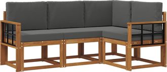 vidaXL Conjunto De Sof&aacute;s De Exterior 4 Uds. Natural Y Antracita Vidaxl