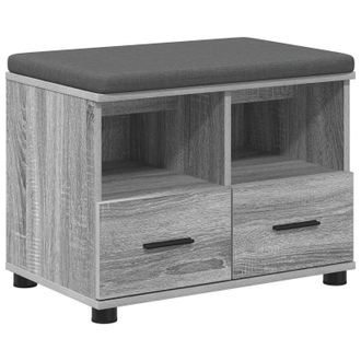 vidaXL Banco De Entrada Con Coj&iacute;n Gris Sonoma 60 X 38 X 46 Cm Vidaxl