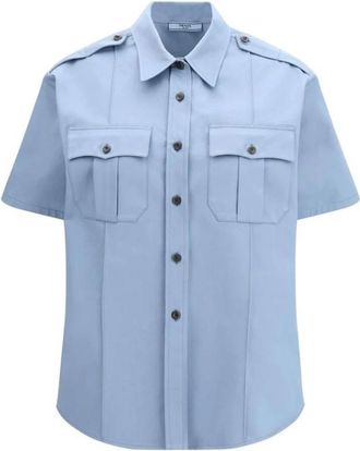Prada Shirts, female, Blue, Size: S Cotton Shortsleeve Shirt