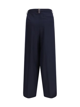 Fabiana Filippi Womens Fluid Techno-Tailoring Pants Blu Notte Polyester; Viscose; Elastane Trousers