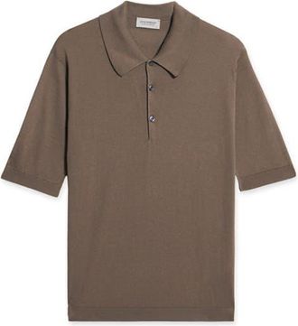 Fortela Isis Short Sleeve Knit Polo in Beige at Nordstrom, Size Medium