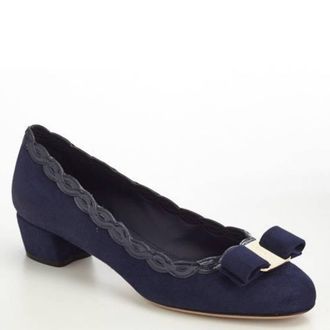 Ferragamo Vara Bow Suede Pumps, Size 7 C