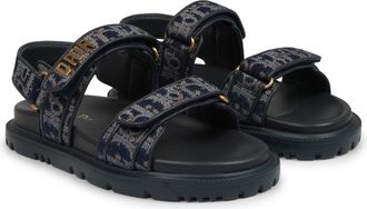 Dior Embroidered Cotton Sandals - Blue