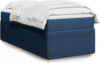 vidaXL Cama Box Spring Con Colch&oacute;n Tela Azul 90x200 Cm Vidaxl