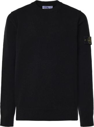 Stone Island 5100072 Lamswol Trui met Ronde Hals - Heren - Ronde hals truien - Zwart - L - Wol - Truien & Vesten