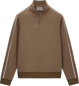 Guess Sweatshirt met hoge hals en rits - Heren - Vesten met rits - Bruin - XL - Katoen - Hoodies & sweatvesten