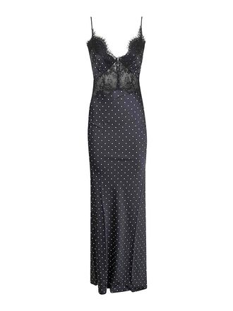 Self Portrait Polka Dot Satin Lace Maxi Dress