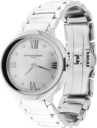 Baume & Mercier Dames Stalen Quartz Horloge- Ronde Vorm- 30mm - Dames - Horloges - Grijs - ONE Size - Accessoires