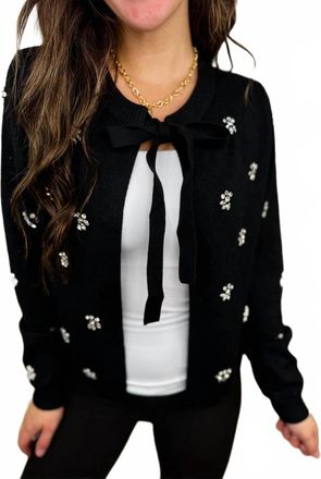 DAGNE DOVER Effortlessly Extra Knit Long Sleeve Cardigan In Black