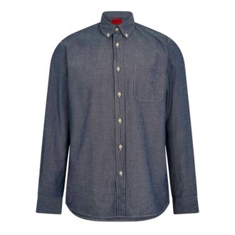 HUGO BOSS Hugo Heren-Oxford-overhemd met knoopsluiting (Pastelblauw)