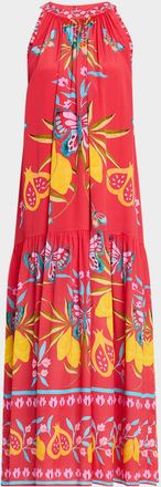 Johnny Was Ruthie Sleeveless Floral-Print Silk Midi Dress