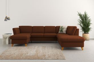 HOME AFFAIRE Wohnlandschaft »Trelleborg U-Form« Federkern-Polsterung, wahlweise mit Bettfunktion und Stauraum