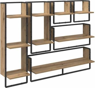 vidaXL Wall Shelf Set with Shelf 6 pcs Artisan Oak 100 x 25 x 30 cm vidaXL