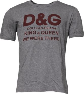 Dolce & Gabbana Gray Logo Print Cotton Crew Neck Men T-Shirt