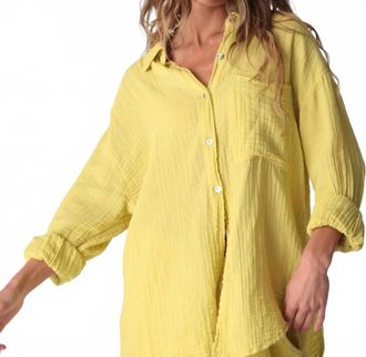 Electric & Rose Boyfriend Gauze Shirt In Chartreuse