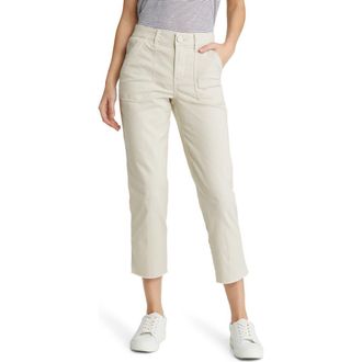 Wit & Wisdom AbSolution Patch Pocket High Waist Crop Straight Leg Pants in Birch at Nordstrom, Size 16