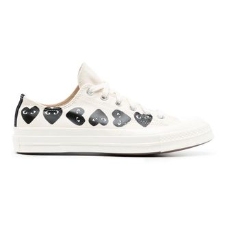 Comme Des Gar&ccedil;ons Schoenen, Heren, Wit, 39 1/2 EU, Katoen, Multi Heart Ct 70 Low Top
