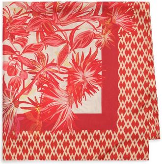 Maliparmi Collection Print Sjaal 90x 90 - Dames - Zijden sjaals - Rood - ONE Size - Accessoires