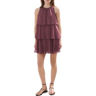 Mango Cake Ruffle Minidress in Burgundy at Nordstrom, Size 6